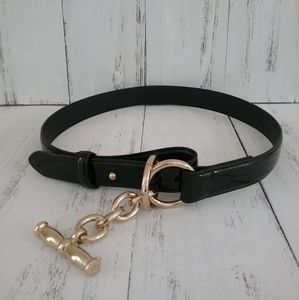 Ralph Lauren Black Patent Chain Belt